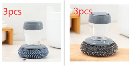 Kitchen Soap Dispensing Palm Brush Cleaner Push-type
