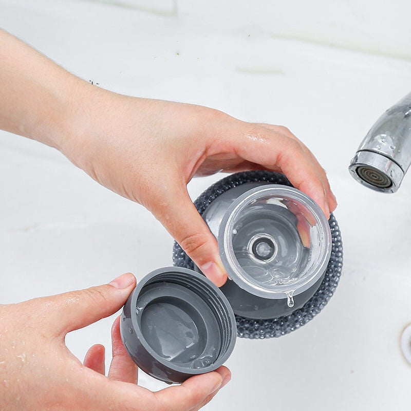 Kitchen Soap Dispensing Palm Brush Cleaner Push-type