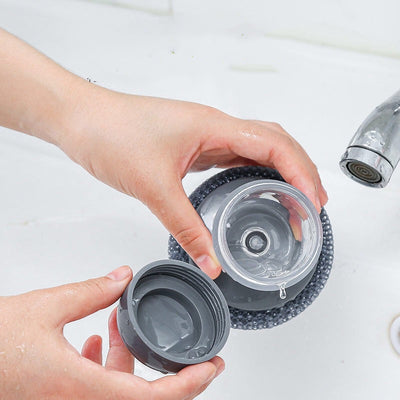 Kitchen Soap Dispensing Palm Brush Cleaner Push-type