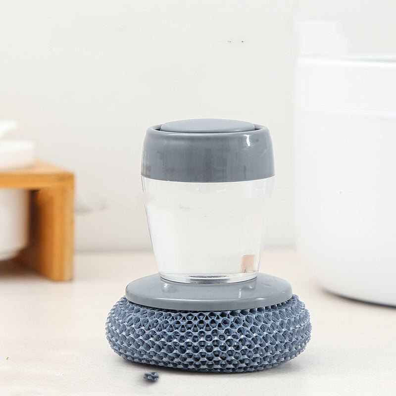Kitchen Soap Dispensing Palm Brush Cleaner Push-type