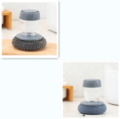 Kitchen Soap Dispensing Palm Brush Cleaner Push-type
