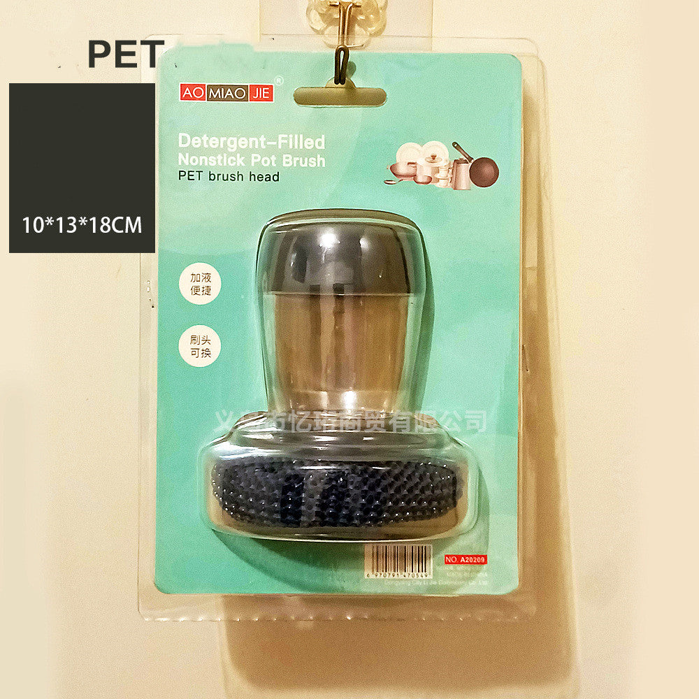 Kitchen Soap Dispensing Palm Brush Cleaner Push-type