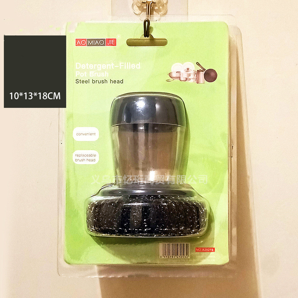 Kitchen Soap Dispensing Palm Brush Cleaner Push-type