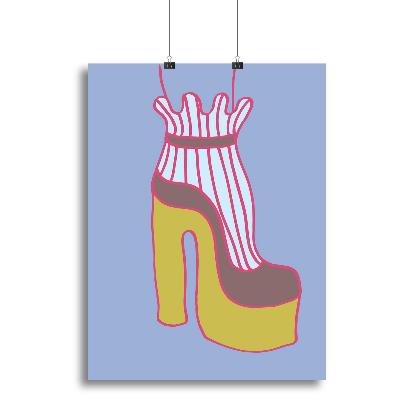 Yellow Heel Blue Canvas Print or Poster
