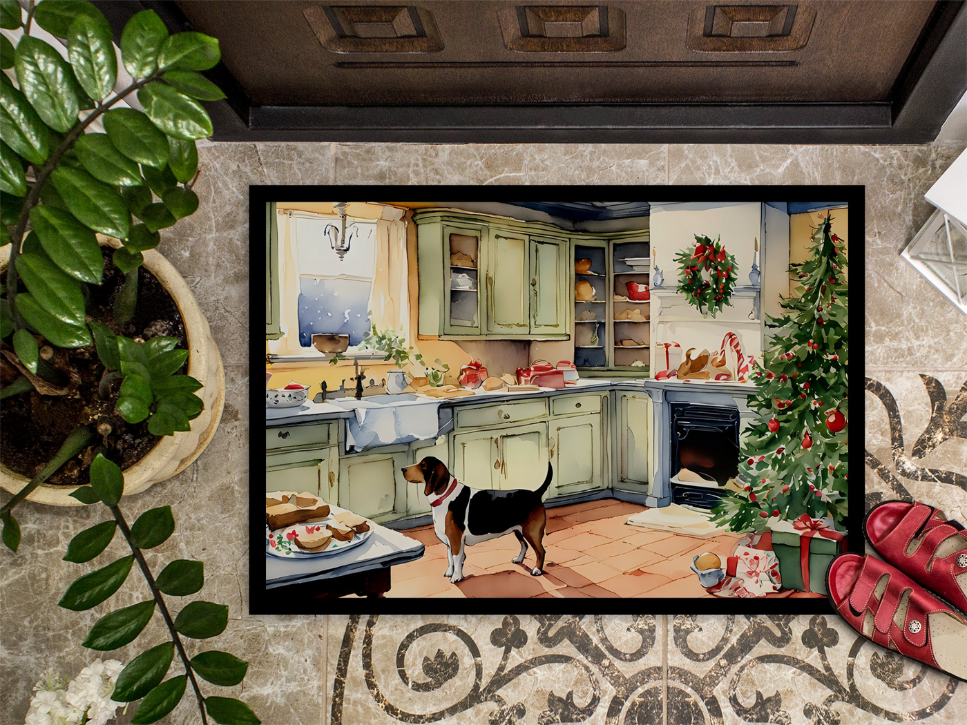 Basset Hound Christmas Cookies Doormat