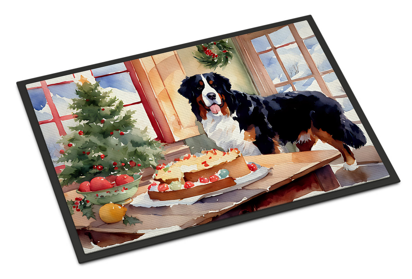 Bernese Mountain Dog Christmas Cookies Doormat