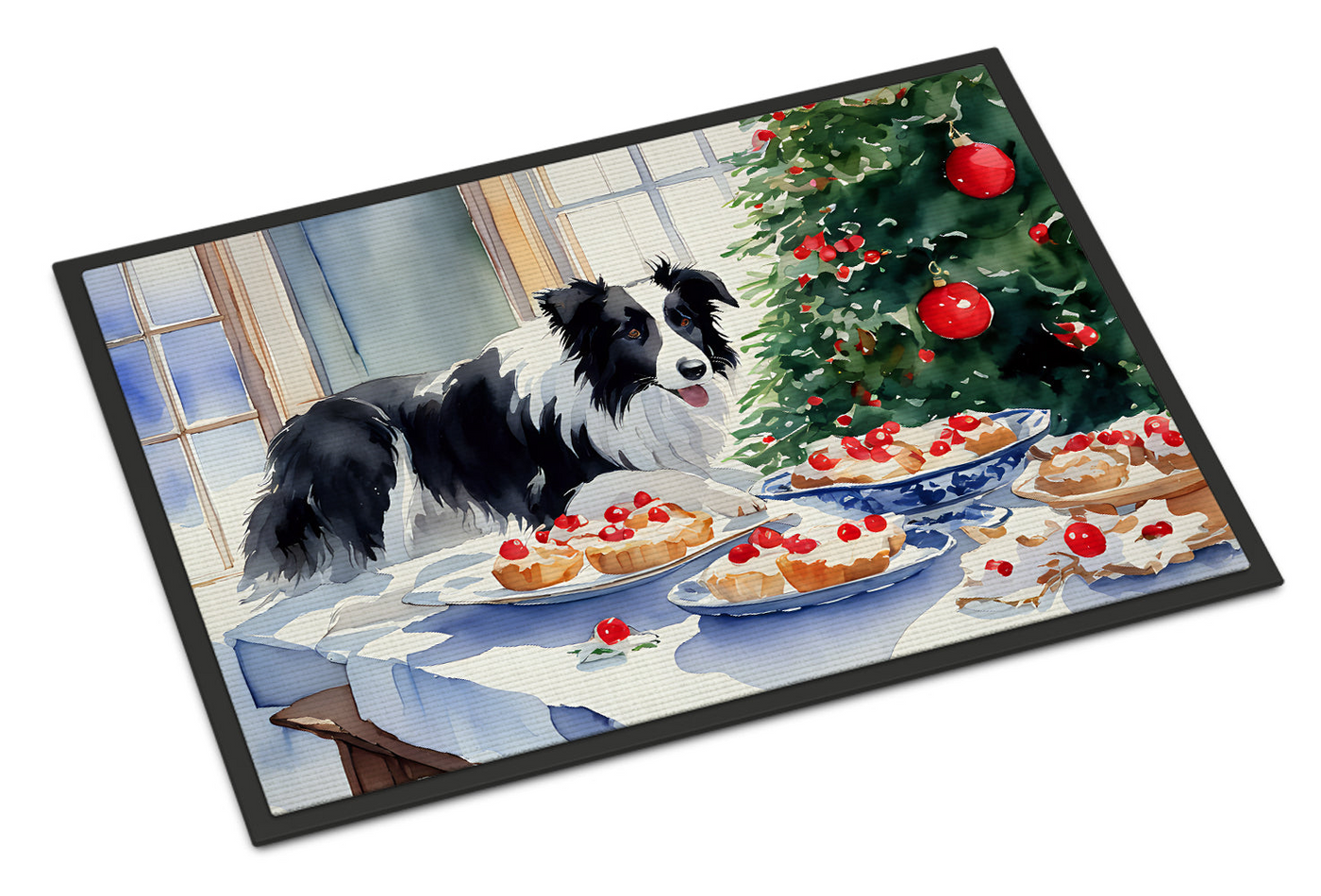 Border Collie Christmas Cookies Doormat