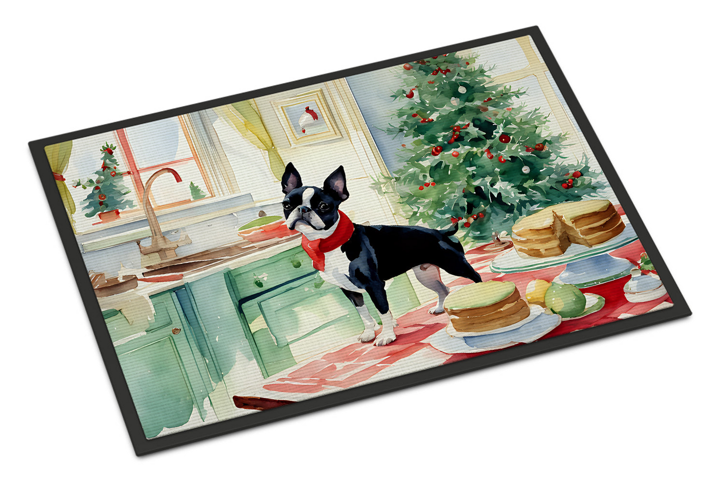 Boston Terrier Christmas Cookies Doormat