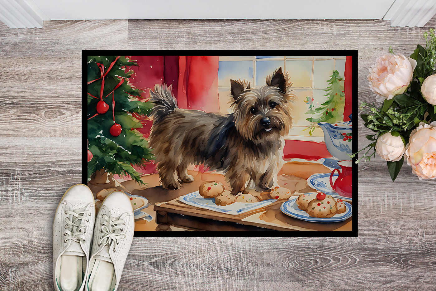 Cairn Terrier Christmas Cookies Doormat
