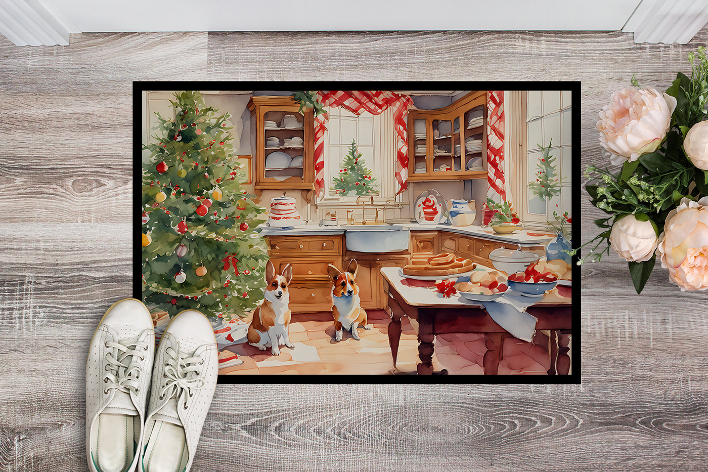 Corgi Christmas Cookies Doormat
