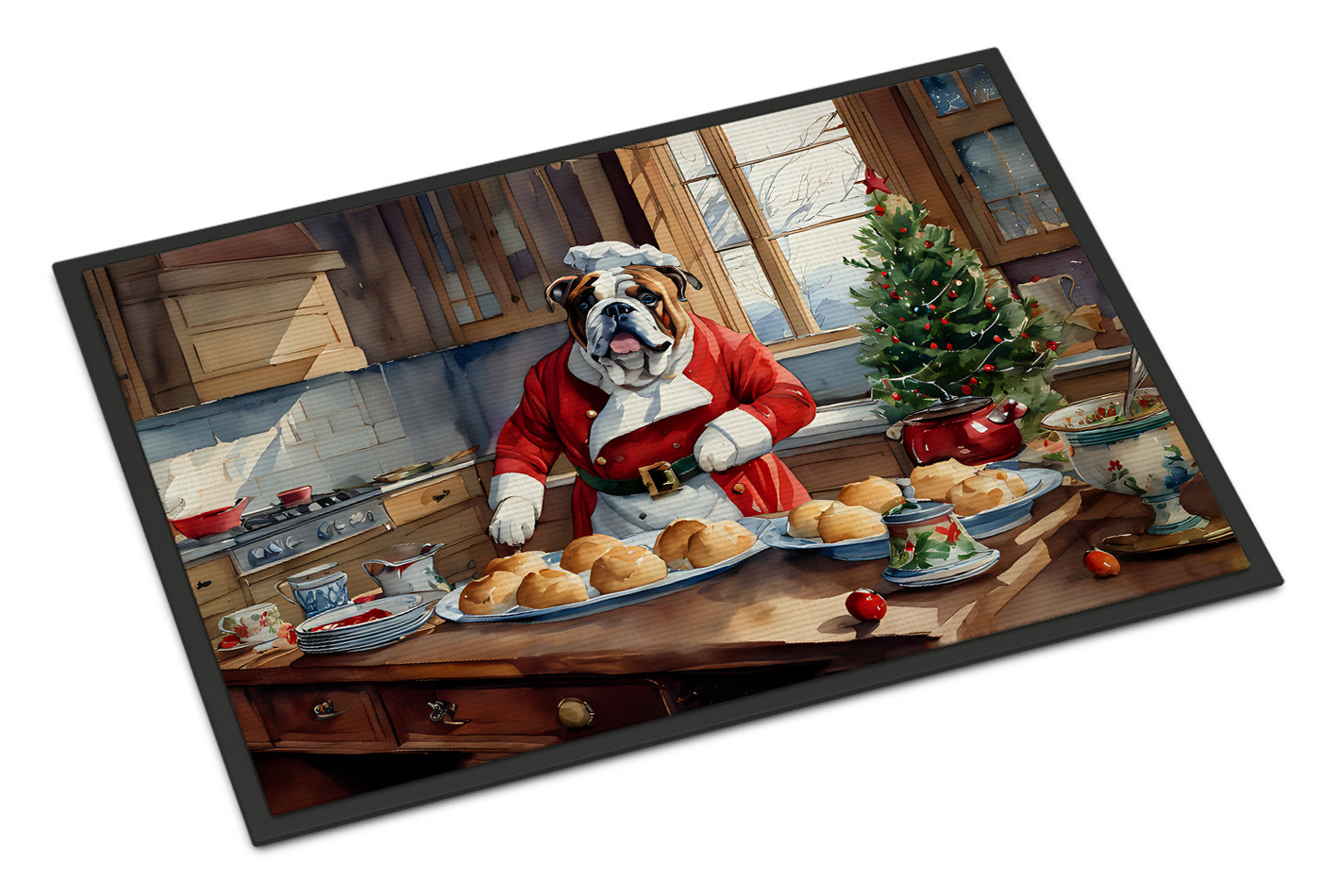 English Bulldog Christmas Cookies Doormat