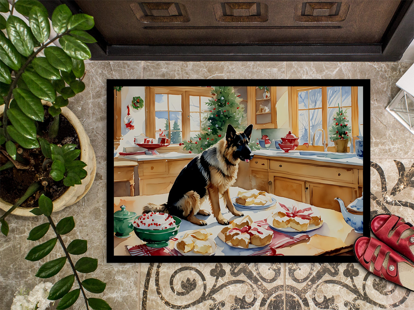 German Shepherd Christmas Cookies Doormat