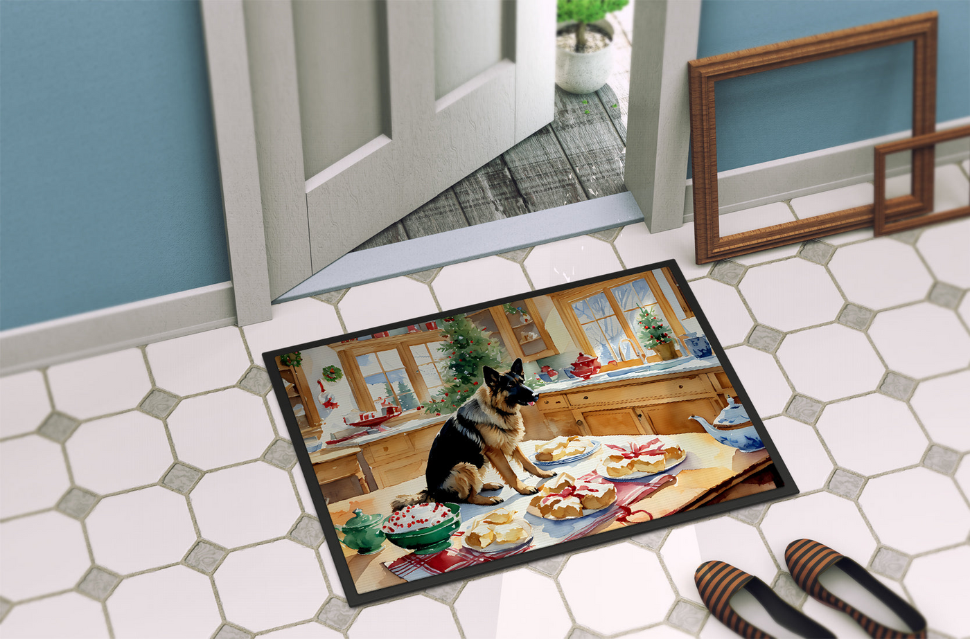German Shepherd Christmas Cookies Doormat