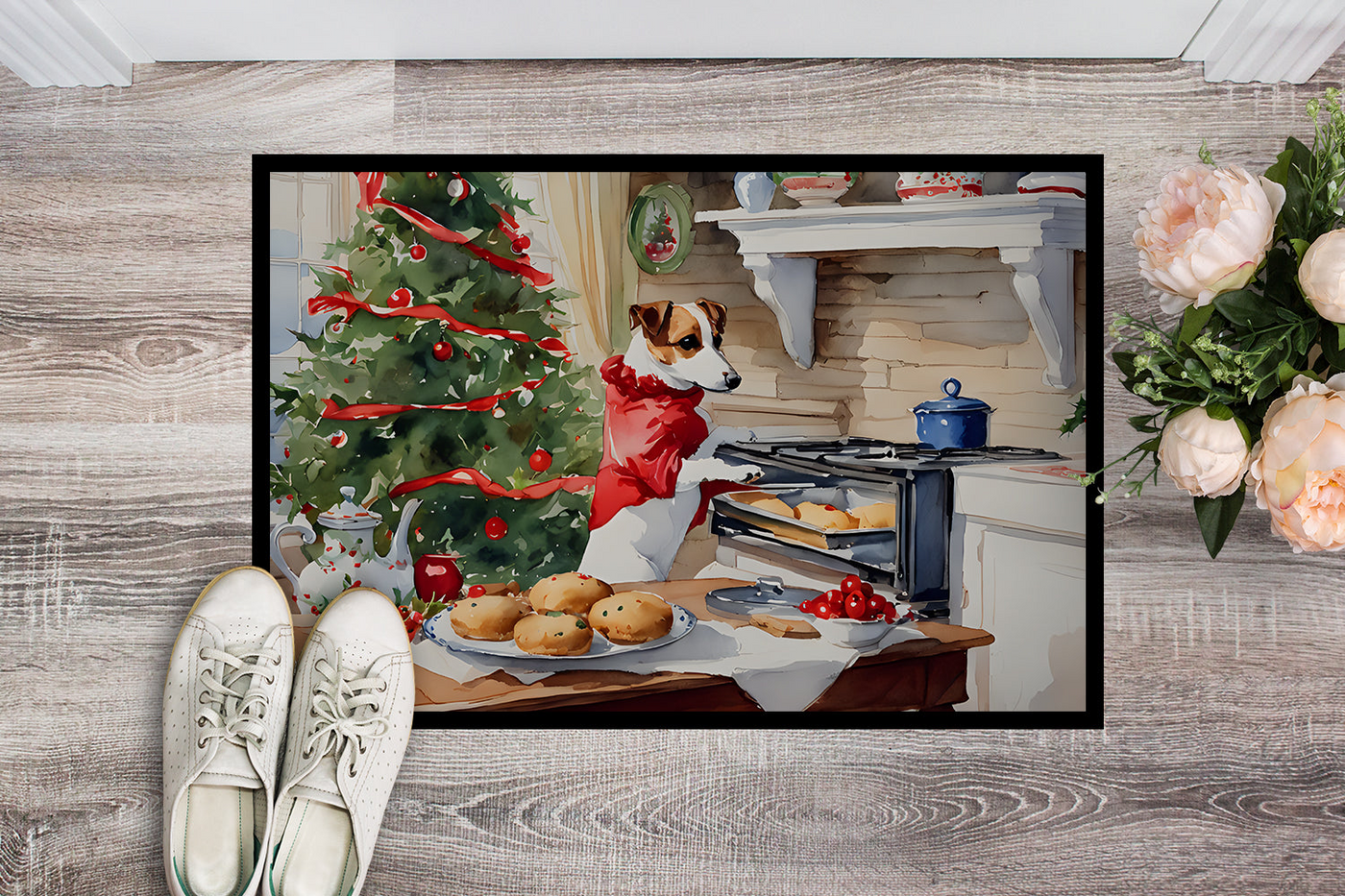 Jack Russell Terrier Christmas Cookies Doormat