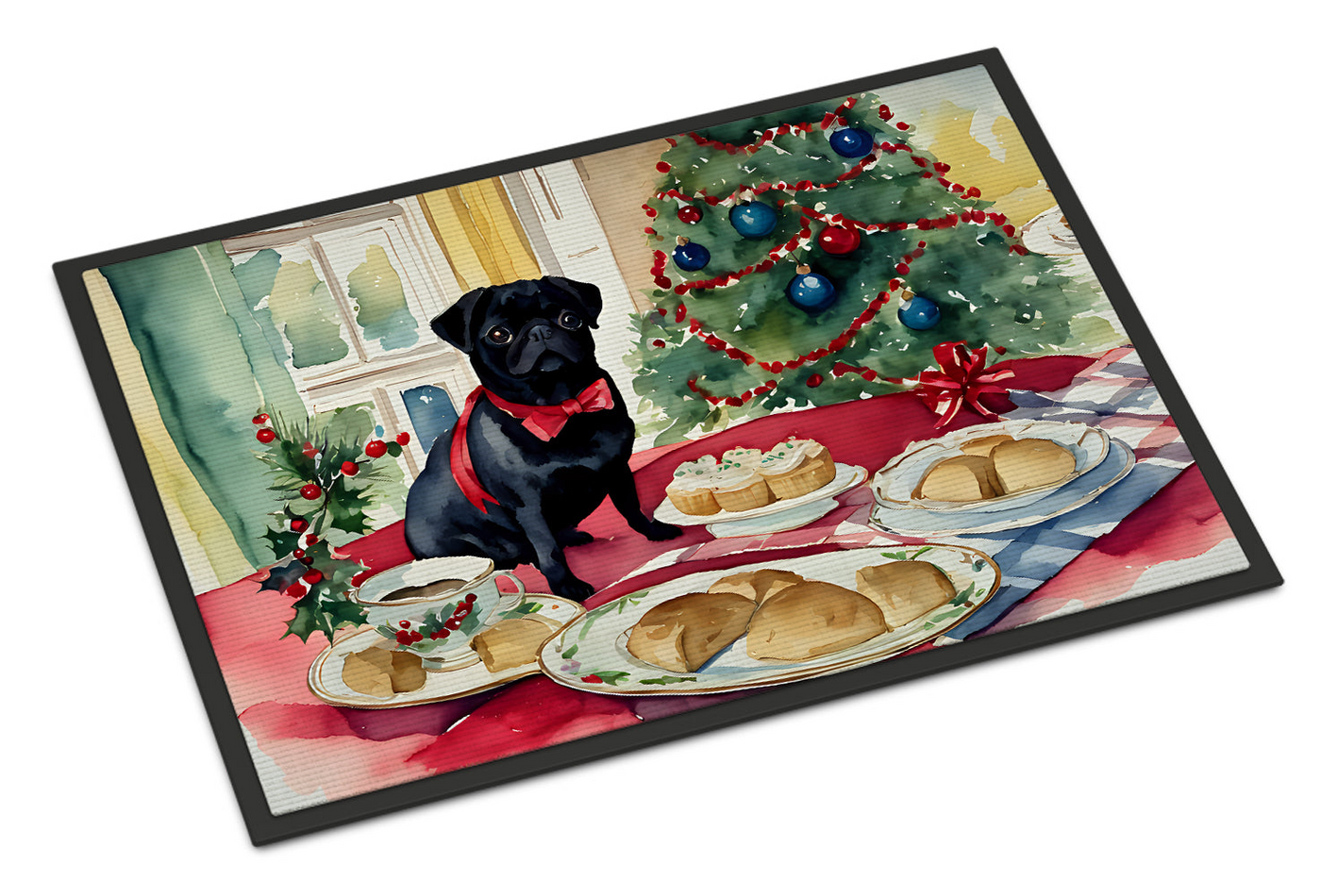 Pug Christmas Cookies Doormat