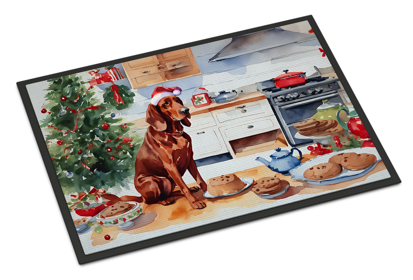 Redbone Coonhound Christmas Cookies Doormat