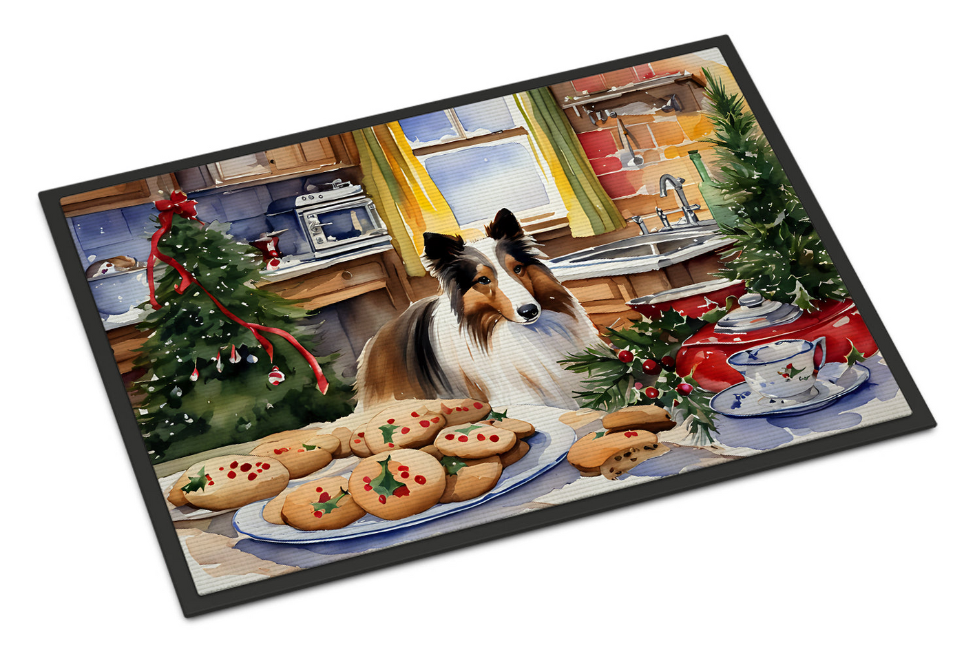 Sheltie Christmas Cookies Doormat