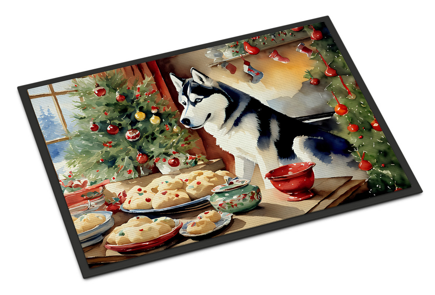 Siberian Husky Christmas Cookies Doormat