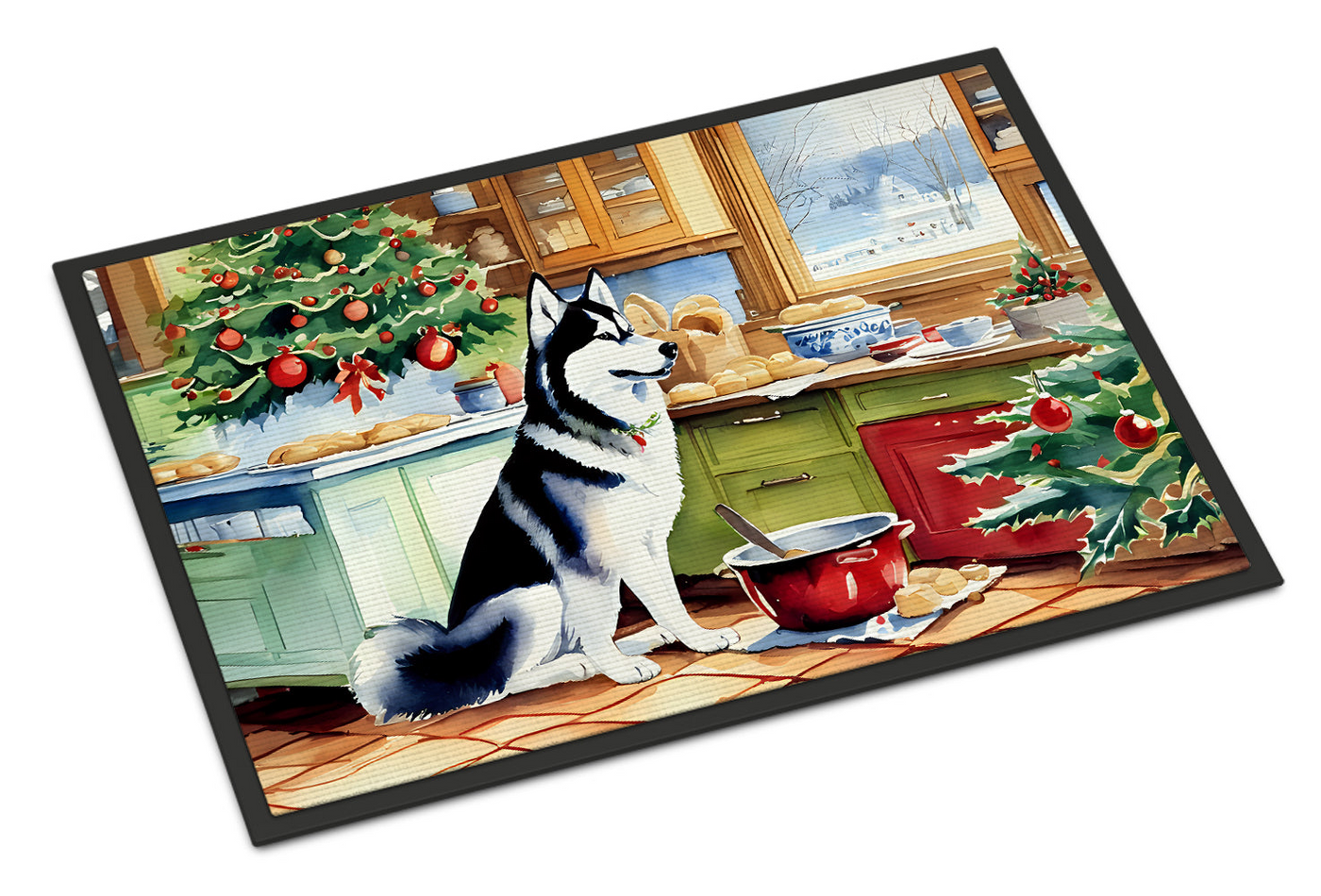 Siberian Husky Christmas Cookies Doormat