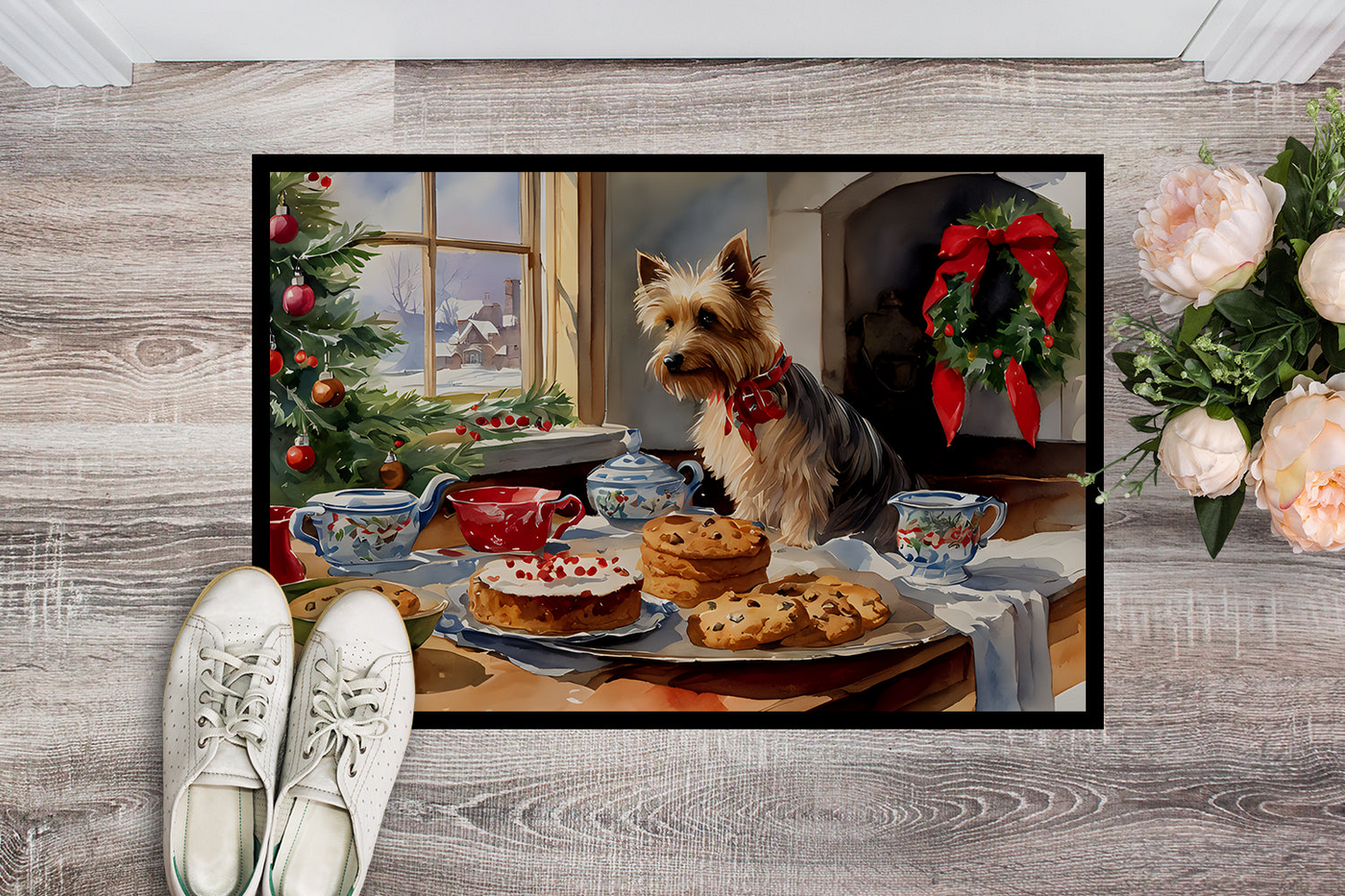 Silky Terrier Christmas Cookies Doormat