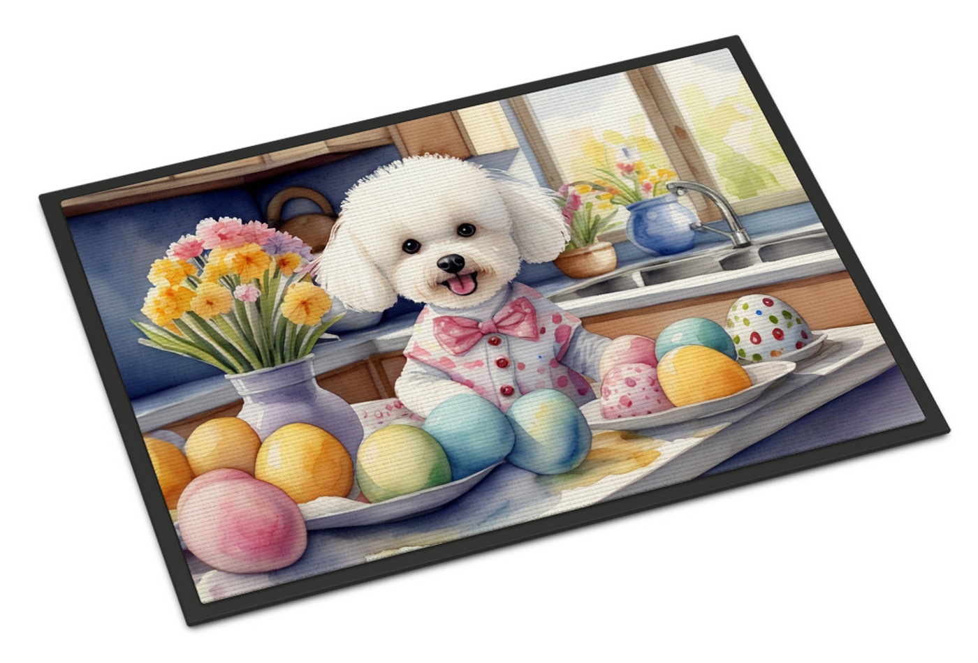 Decorating Easter Bichon Frise Doormat