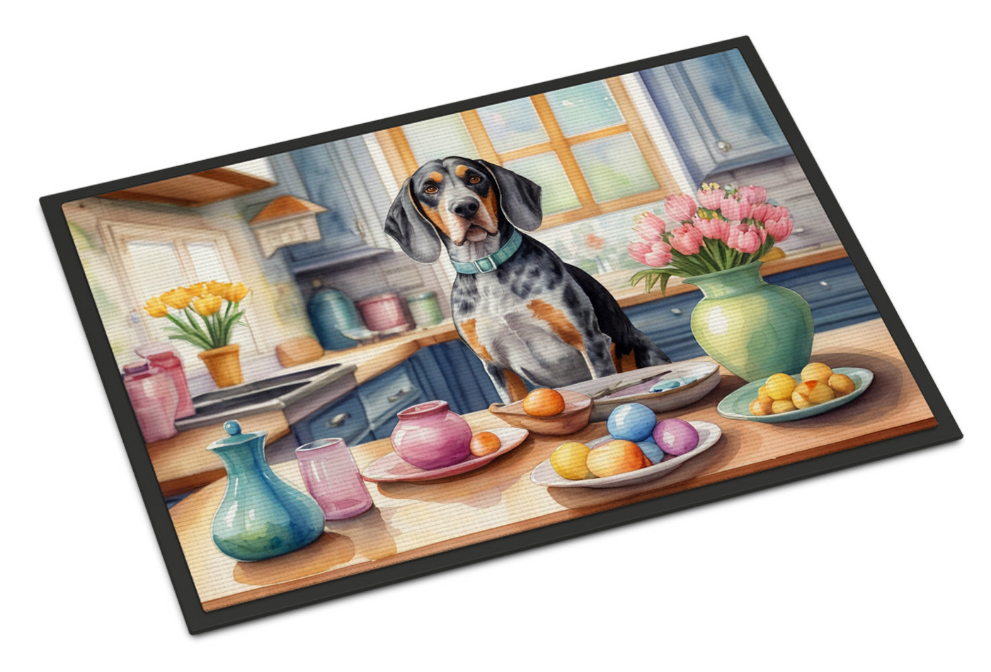 Decorating Easter Bluetick Coonhound Doormat