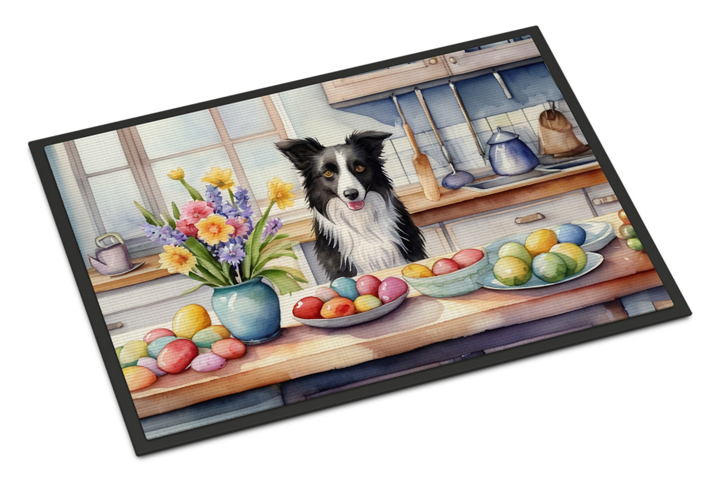 Decorating Easter Border Collie Doormat