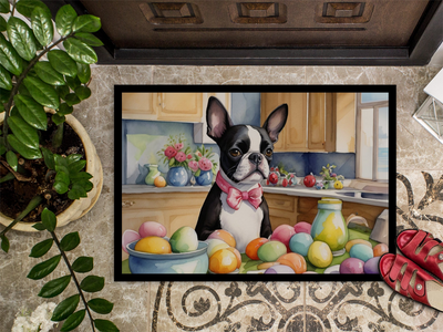 Decorating Easter Boston Terrier Doormat
