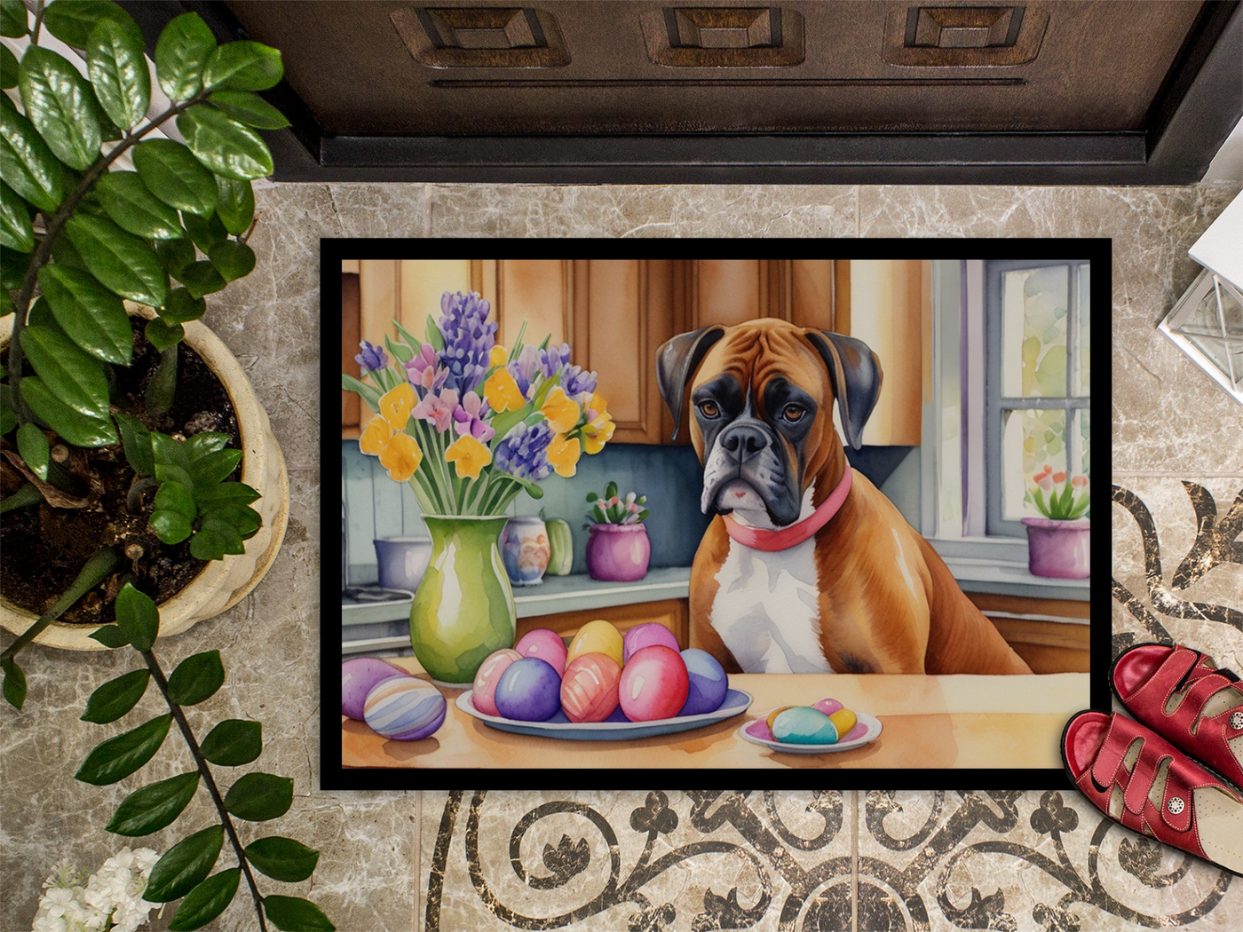 Decorating Easter Boxer Doormat