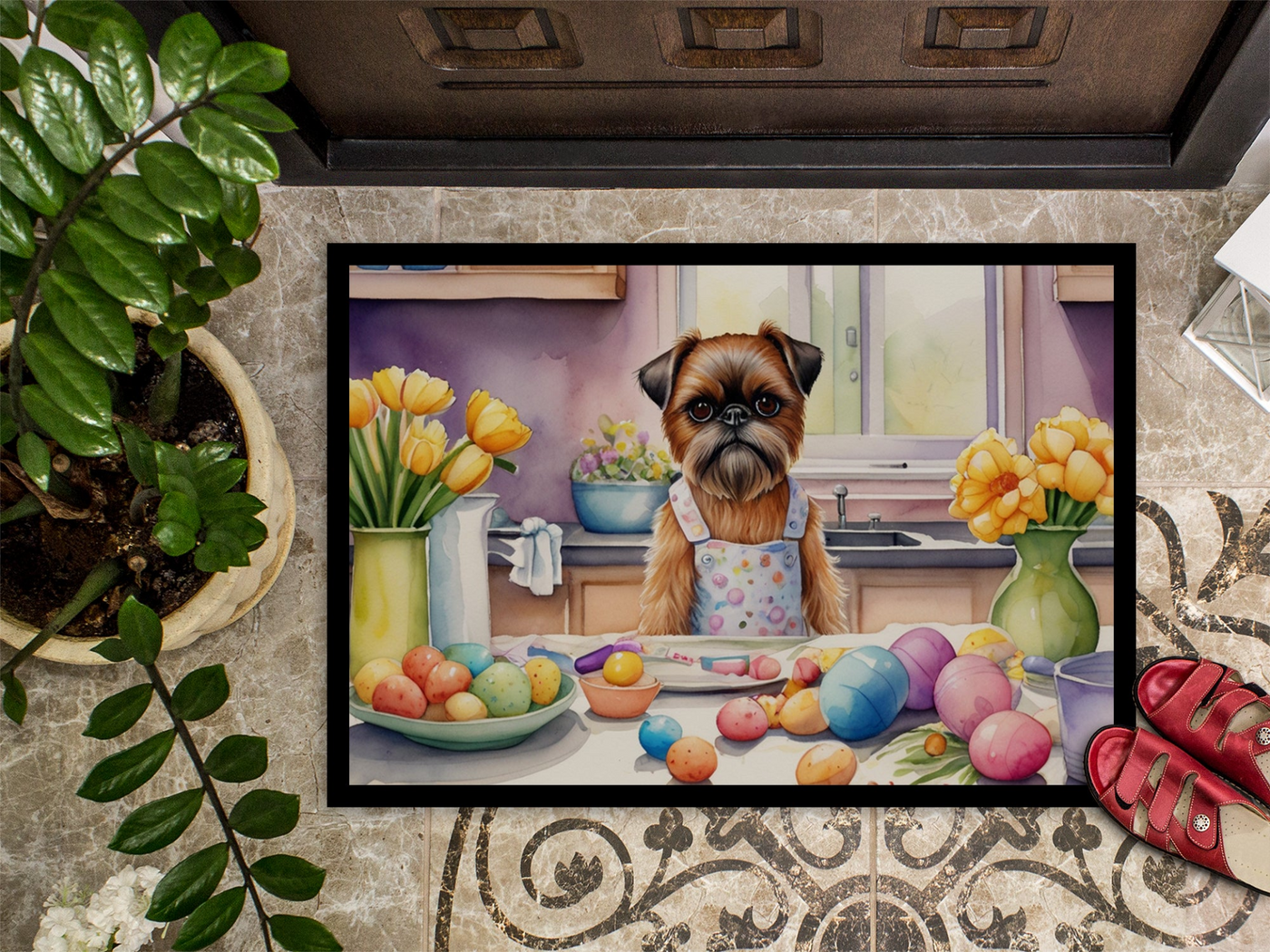 Decorating Easter Brussels Griffon Doormat