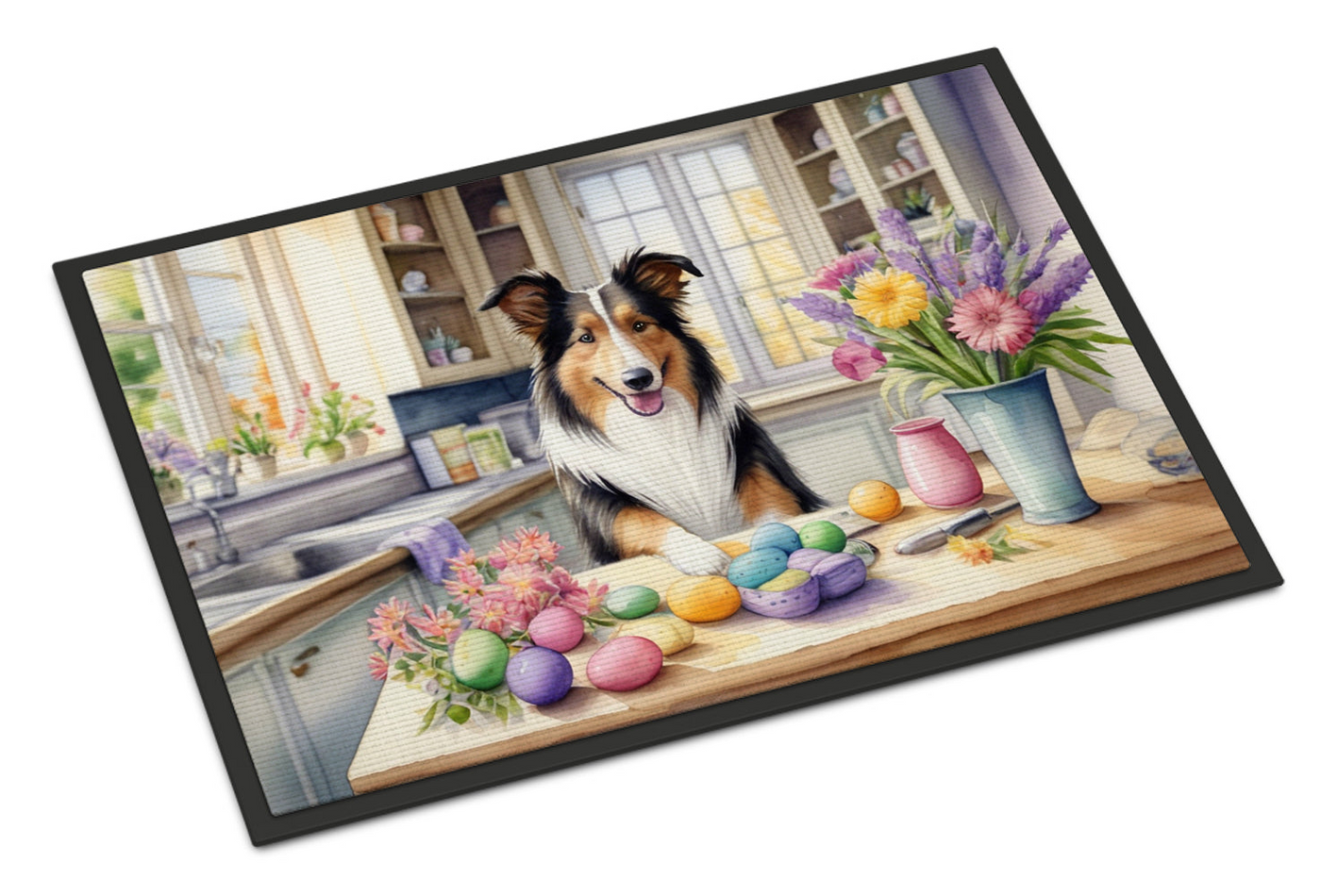 Decorating Easter Collie Doormat