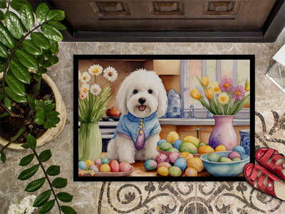 Decorating Easter Coton de Tulear Doormat