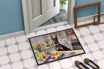 Decorating Easter Doberman Pinscher Doormat