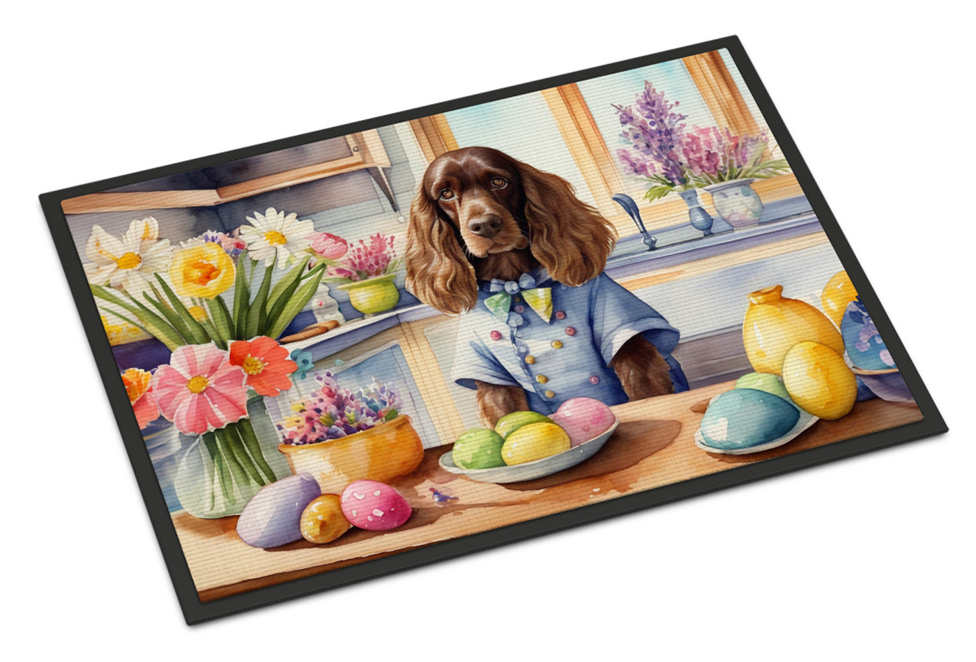 Decorating Easter English Cocker Spaniel Doormat
