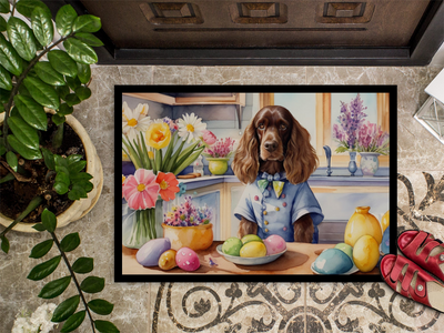 Decorating Easter English Cocker Spaniel Doormat