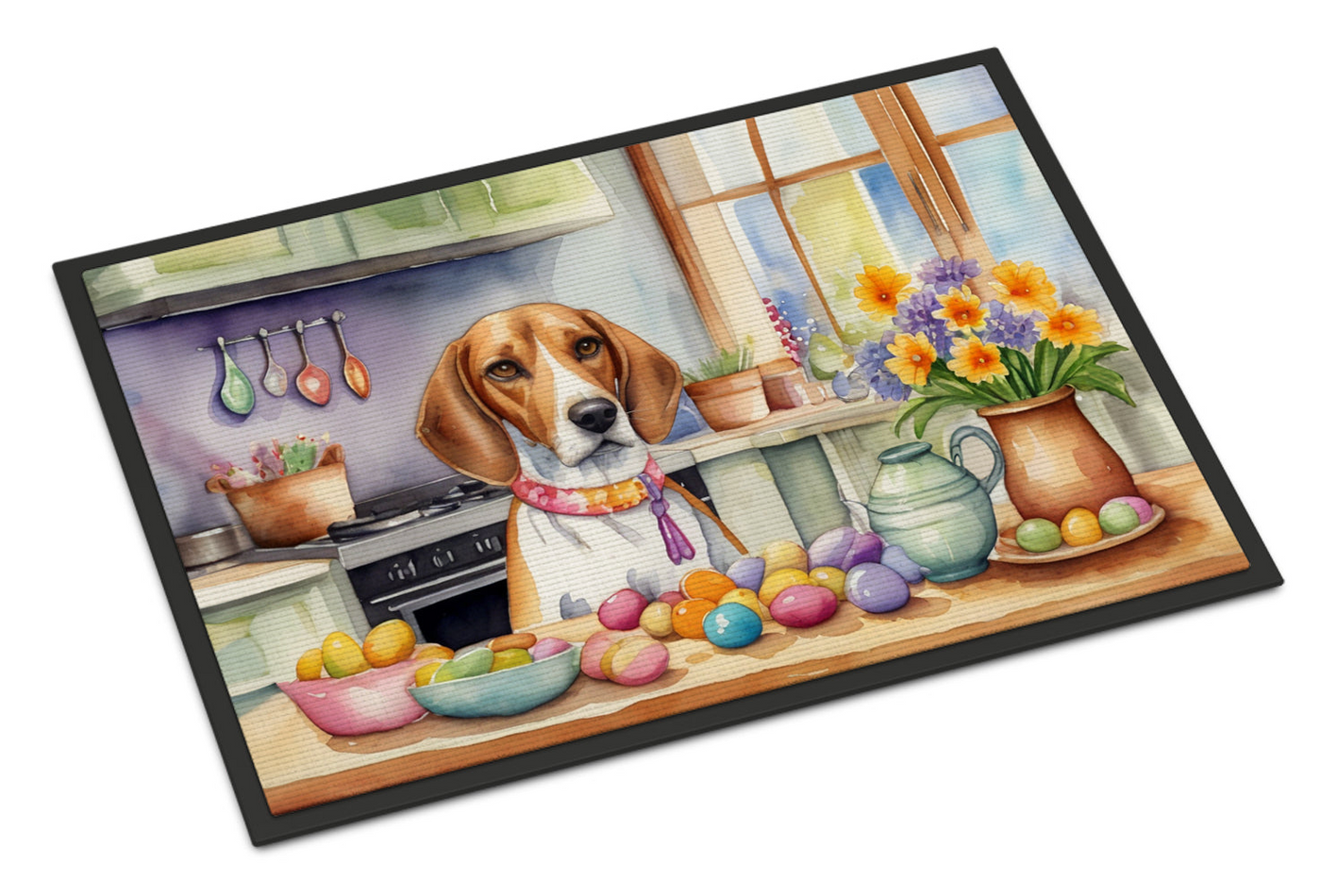 Decorating Easter English Foxhound Doormat