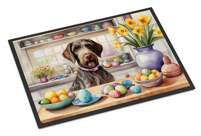Decorating Easter German Wirehaired Pointer Doormat