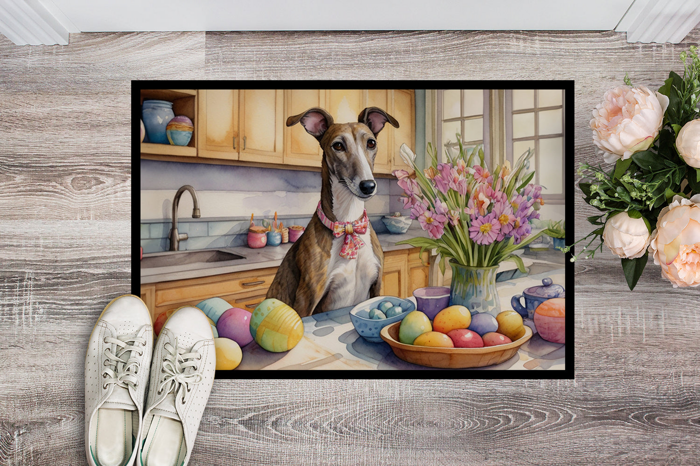 Decorating Easter Greyhound Doormat