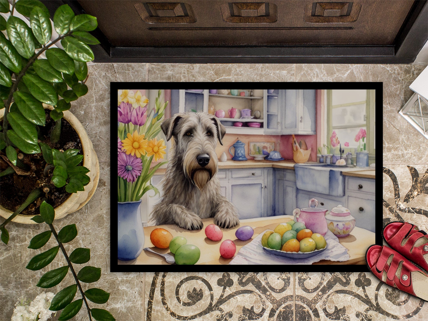 Decorating Easter Irish Wolfhound Doormat