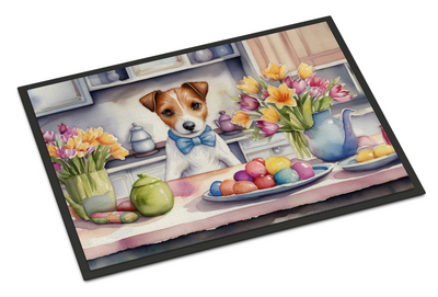 Decorating Easter Jack Russell Terrier Doormat