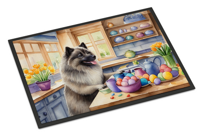 Decorating Easter Keeshond Doormat