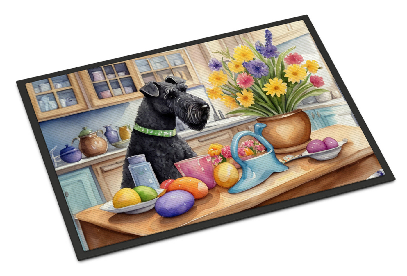 Decorating Easter Kerry Blue Terrier Doormat