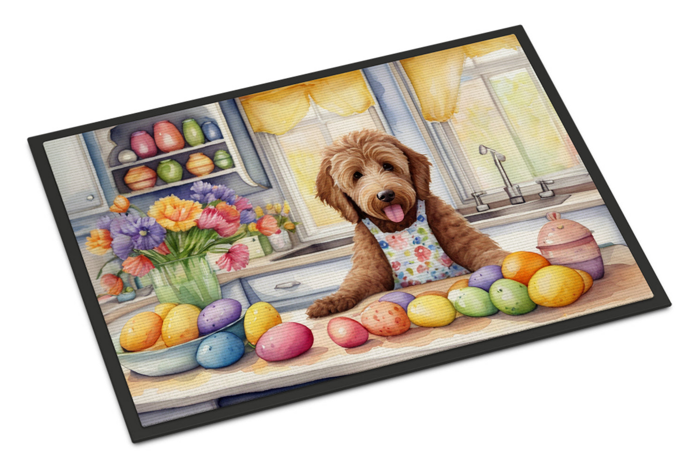 Decorating Easter Labradoodle Doormat