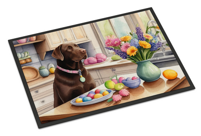 Decorating Easter Chocolate Labrador Retriever Doormat