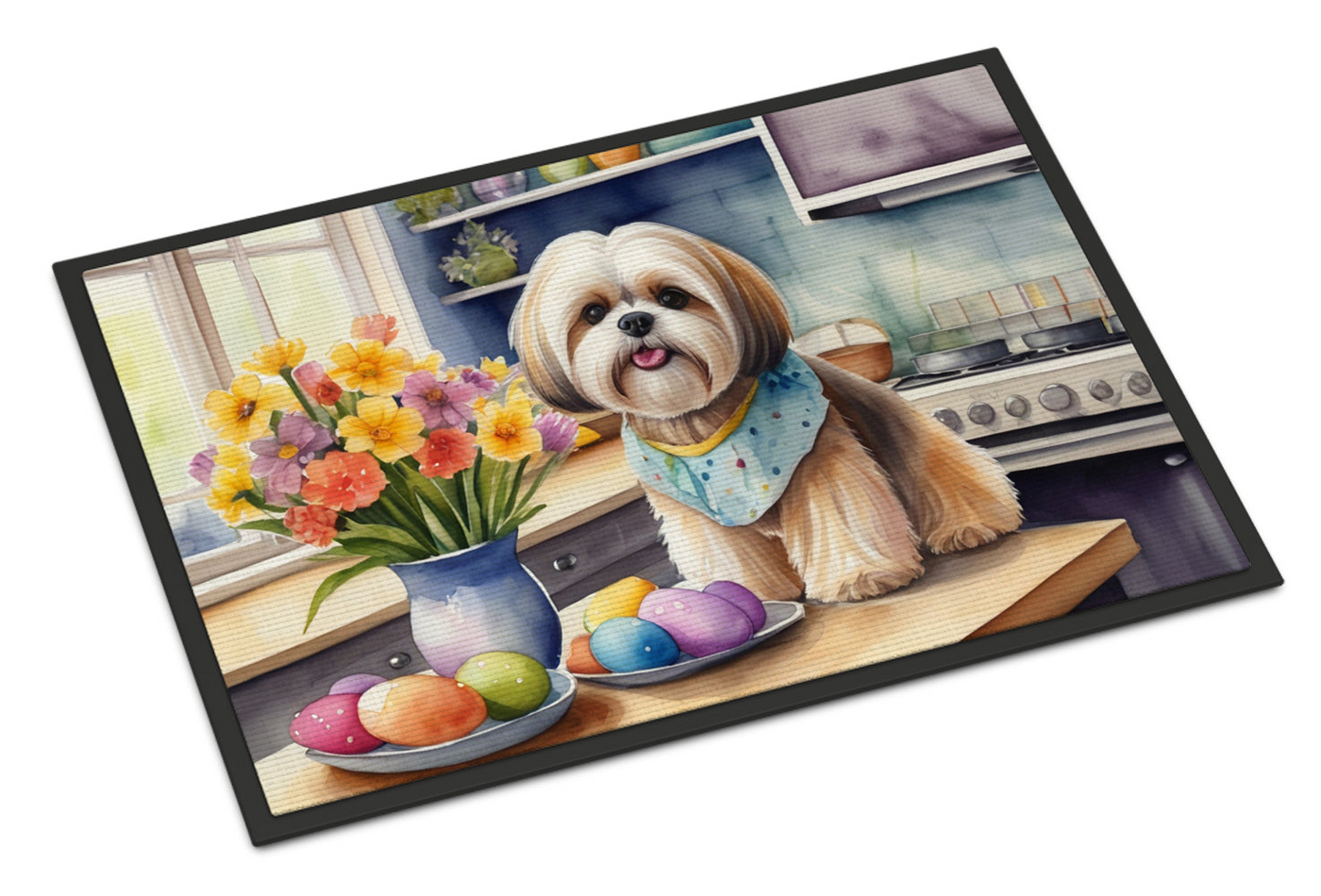 Decorating Easter Lhasa Apso Doormat