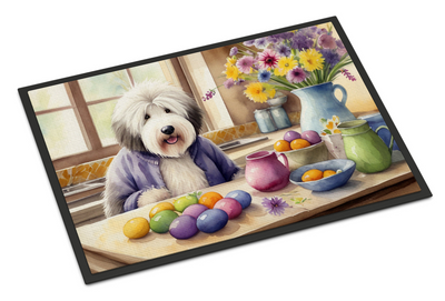 Decorating Easter Old English Sheepdog Doormat