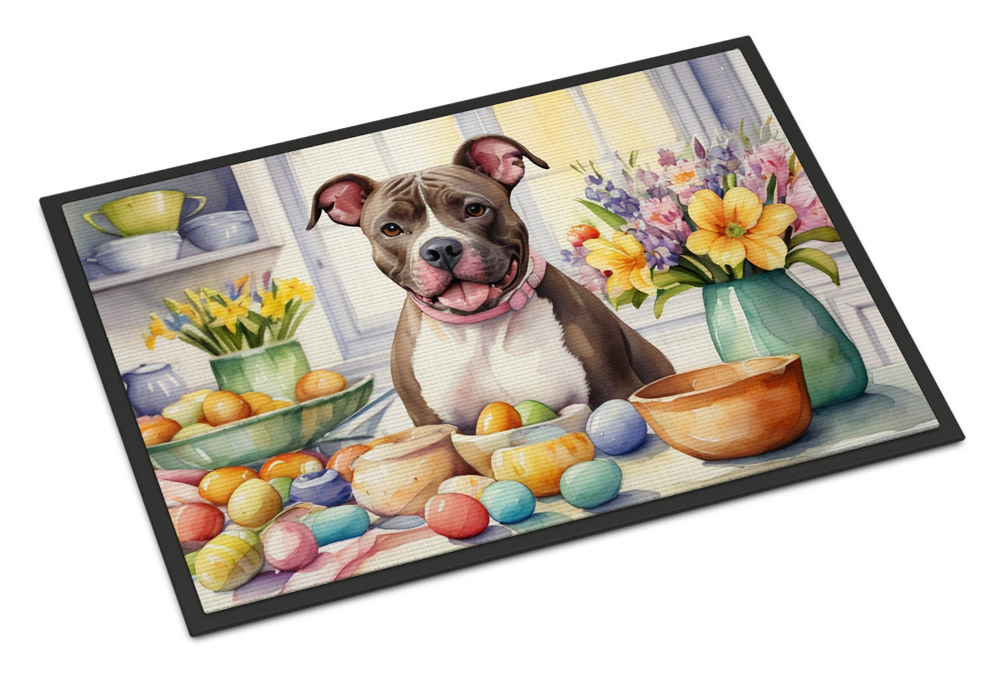 Decorating Easter Pit Bull Terrier Doormat