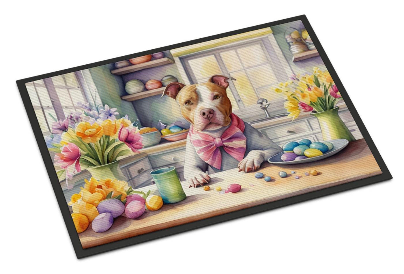 Decorating Easter Pit Bull Terrier Doormat