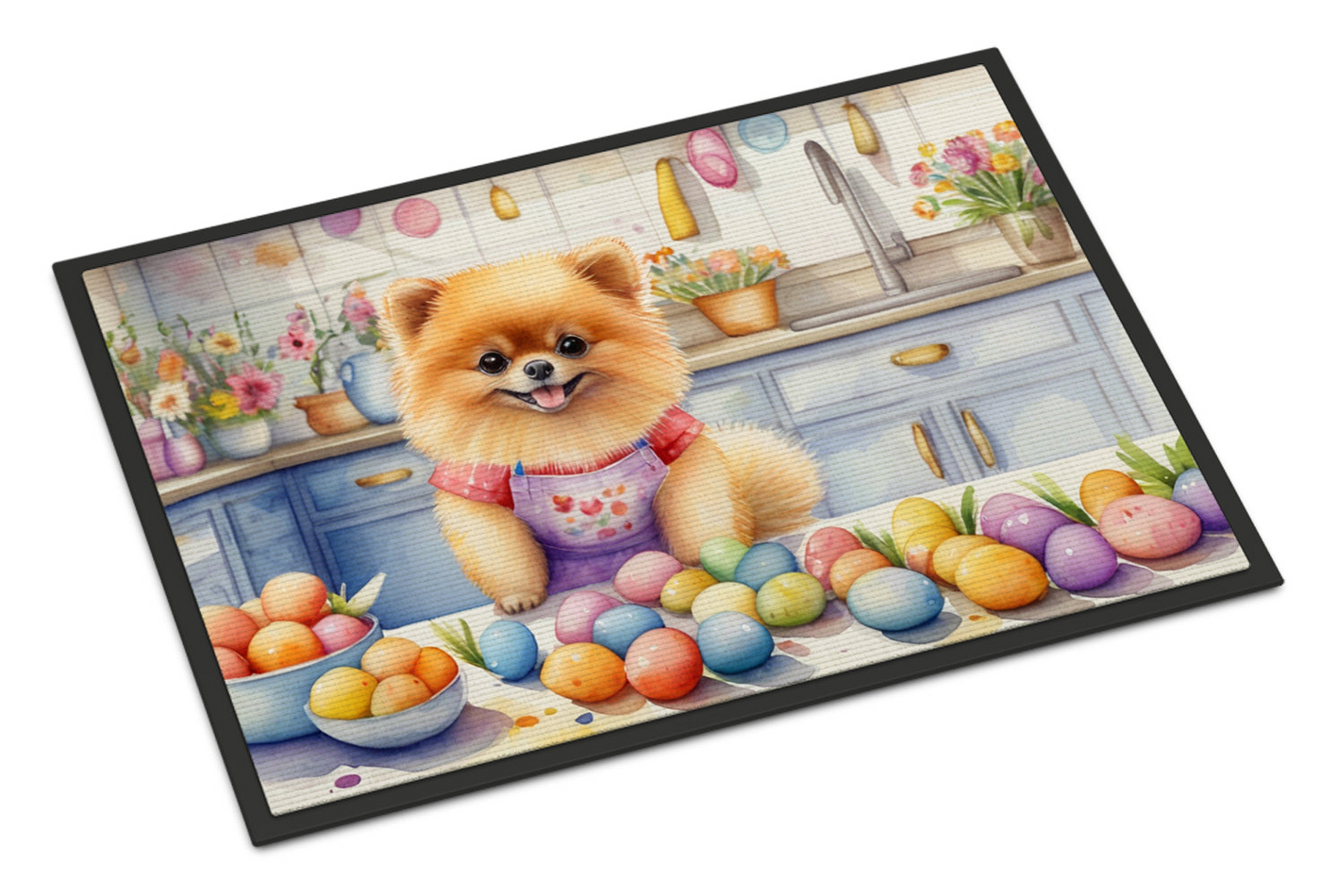 Decorating Easter Pomeranian Doormat