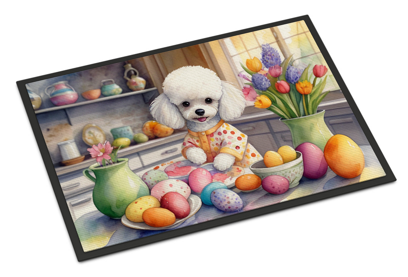 Decorating Easter White Poodle Doormat